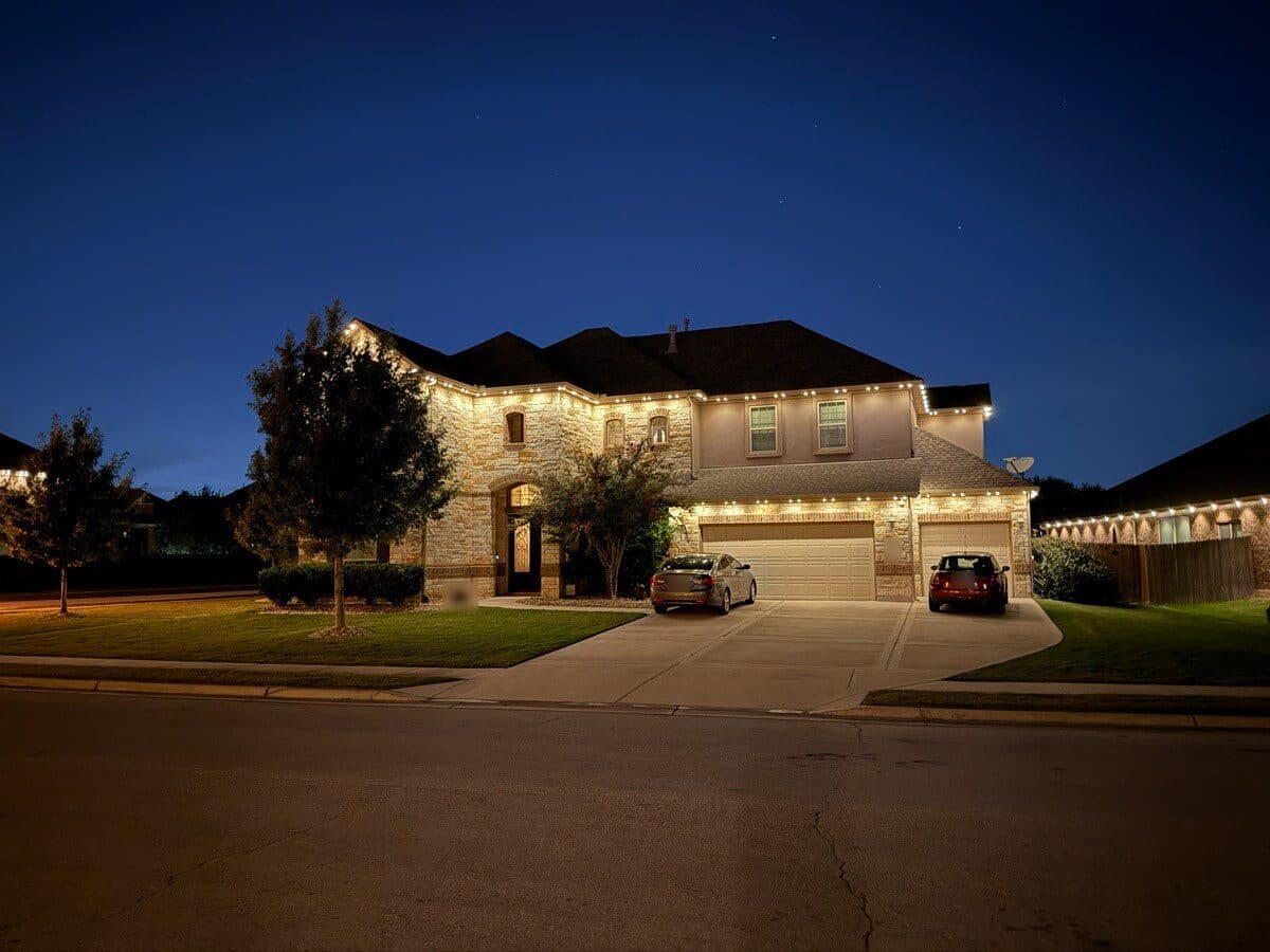 TruLight Austin installation of permanent lighting at dusk