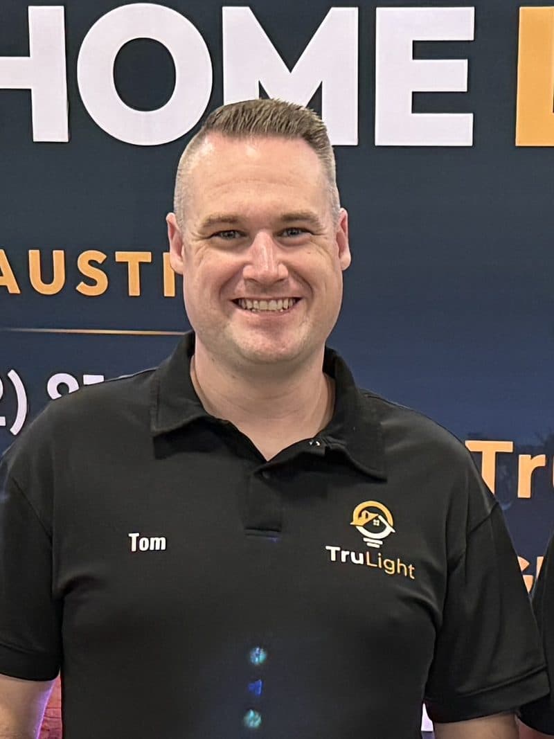 Tom Porter, TruLight co-owner who runs marketing and the websites, at the TruLight booth